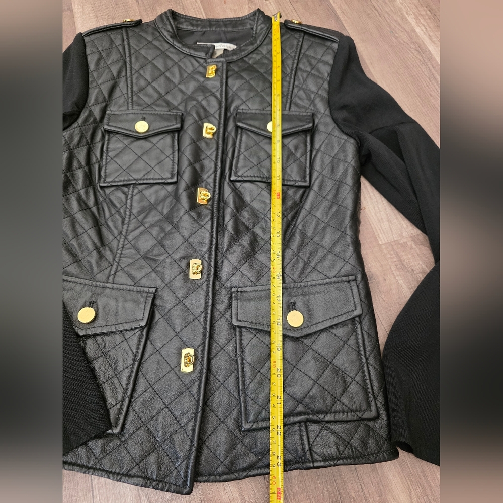 PETER NYGARD Black Quilted LEATHER JACKET Designer Whimsigoth Quiet Luxury Y2K - Picture 3 of 14